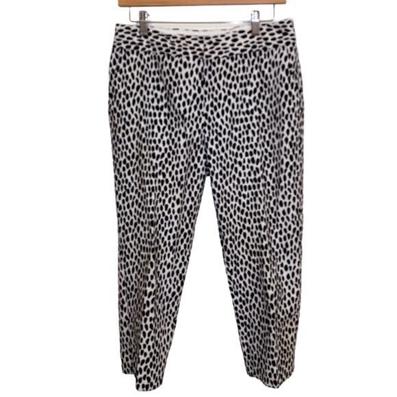 Talbots Black and White Spotted Slim Crop Pants Size 8P - Picture 1 of 7